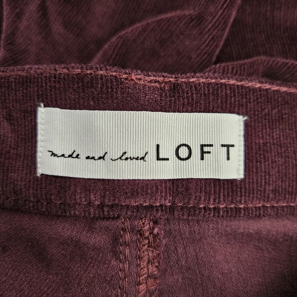 Ann Taylor LOFT Corduroy Skinny Ankle Pants Burgundy High Rise Dark Wash 2 - Picture 4 of 6